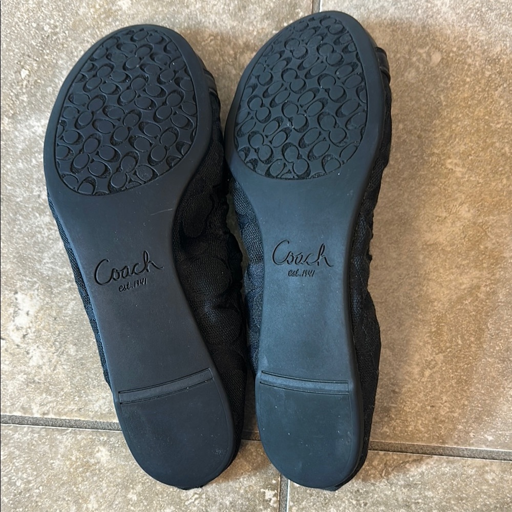 Coach Black Leather Ballet Flats with Buckle 8 - Picture 2 of 3